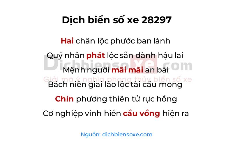 Dịch thơ biển số 28297