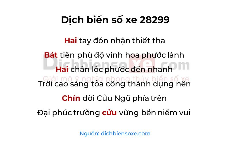 Dịch thơ biển số 28299