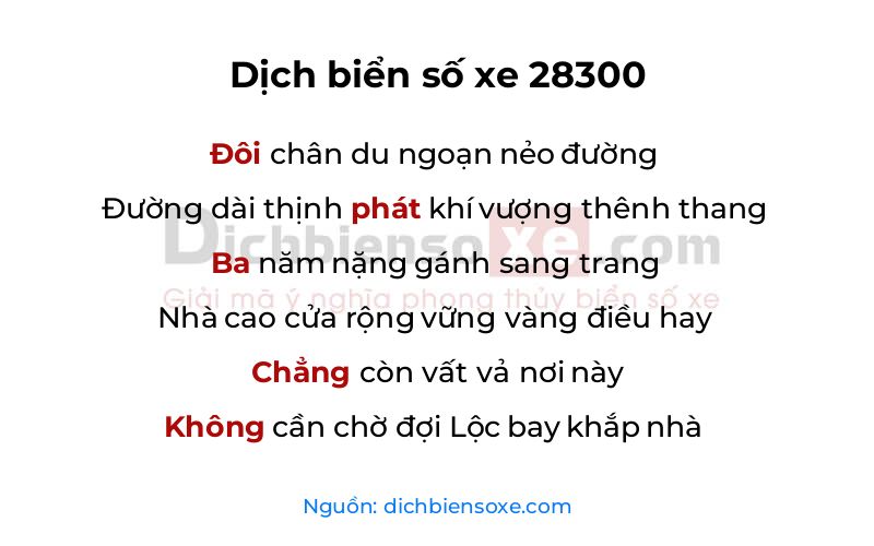 Dịch thơ biển số 28300