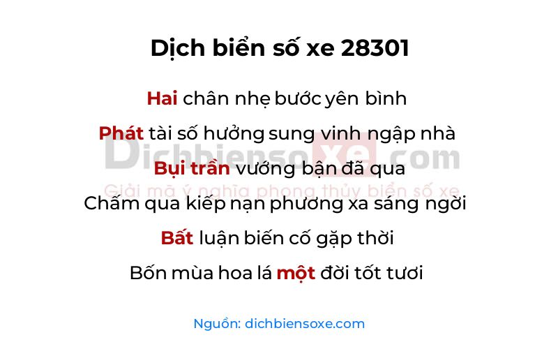 Dịch thơ biển số 28301