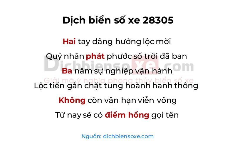 Dịch thơ biển số 28305