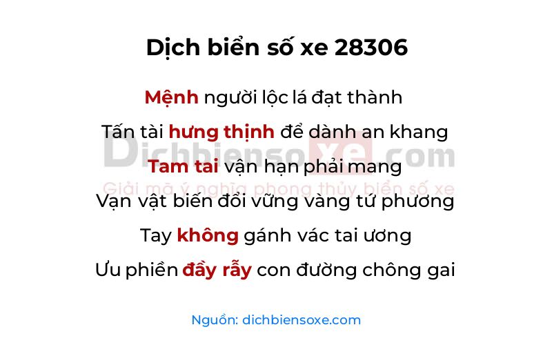 Dịch thơ biển số 28306
