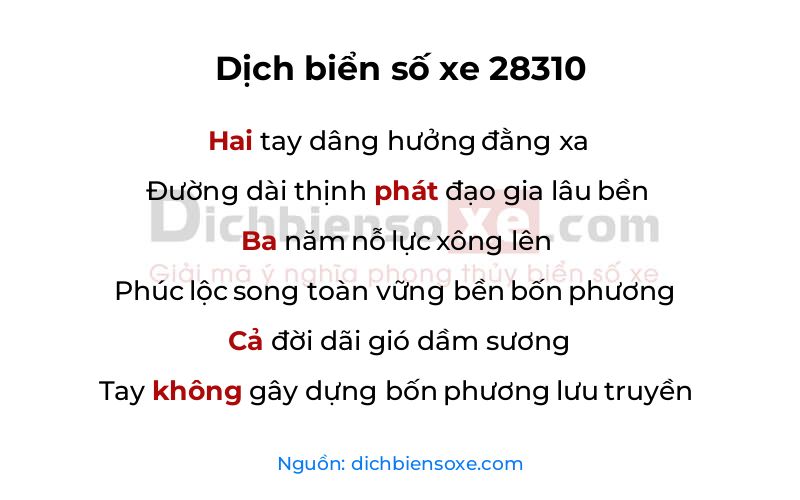 Dịch thơ biển số 28310