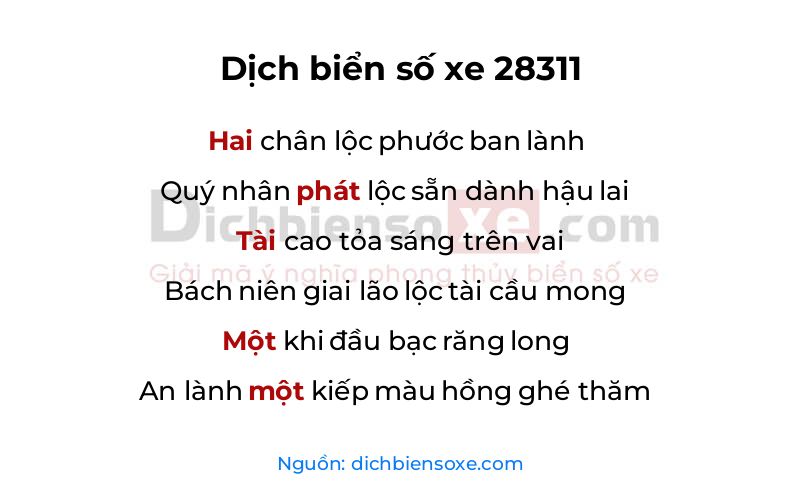 Dịch thơ biển số 28311