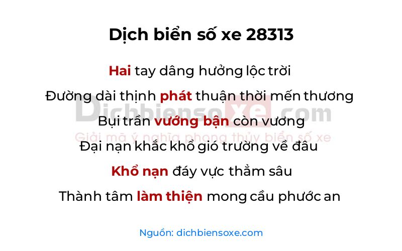 Dịch thơ biển số 28313
