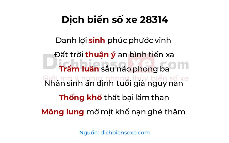 Dịch thơ biển số 28314