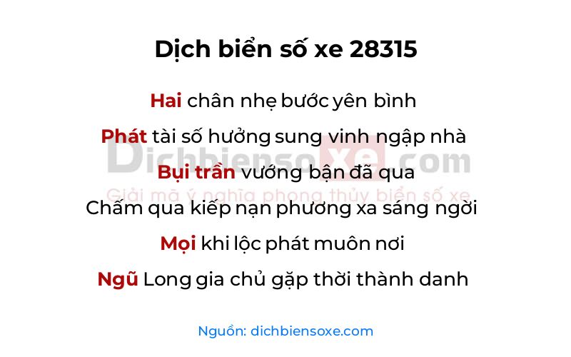 Dịch thơ biển số 28315