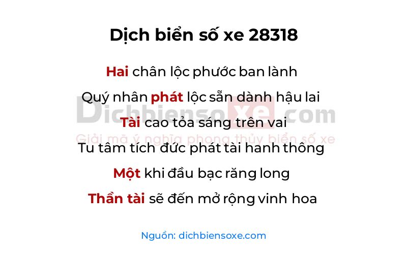 Dịch thơ biển số 28318