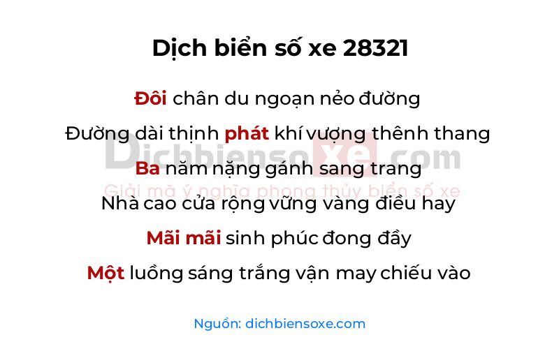 Dịch thơ biển số 28321