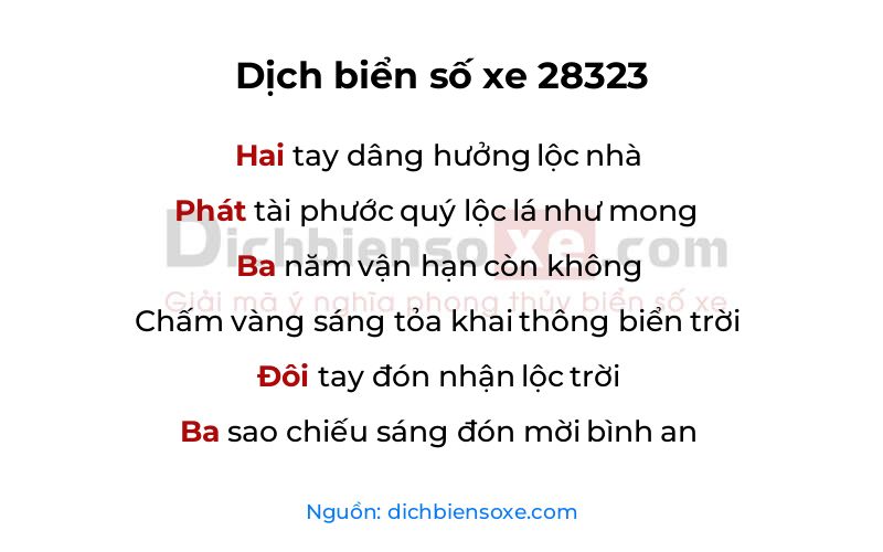 Dịch thơ biển số 28323