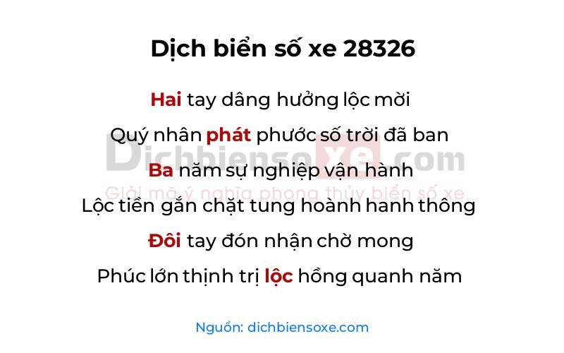 Dịch thơ biển số 28326