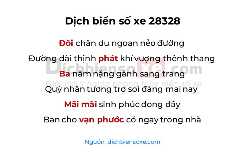 Dịch thơ biển số 28328