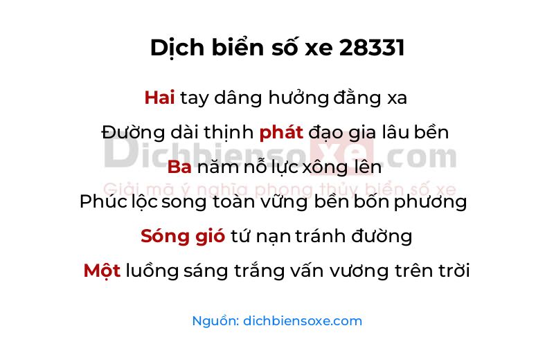 Dịch thơ biển số 28331