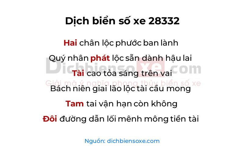 Dịch thơ biển số 28332