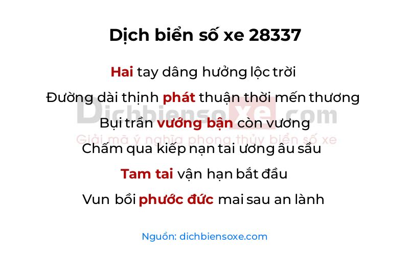 Dịch thơ biển số 28337