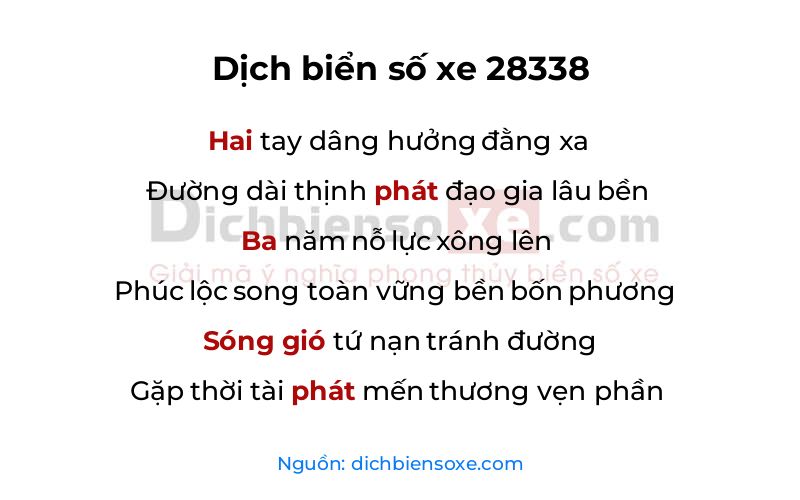 Dịch thơ biển số 28338