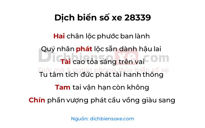 Dịch thơ biển số 28339