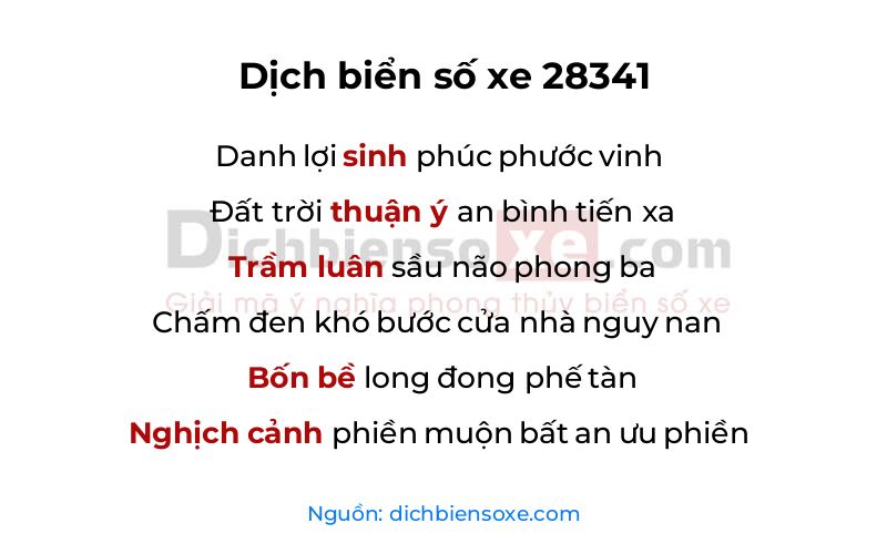 Dịch thơ biển số 28341