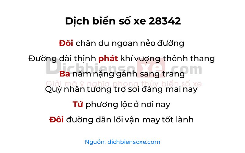 Dịch thơ biển số 28342