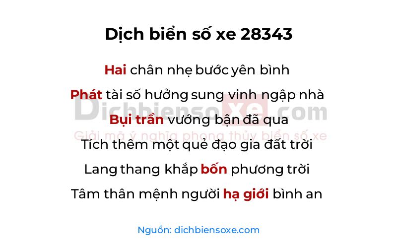 Dịch thơ biển số 28343