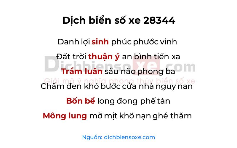 Dịch thơ biển số 28344