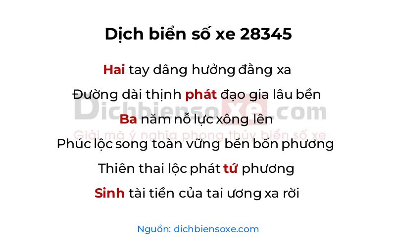 Dịch thơ biển số 28345