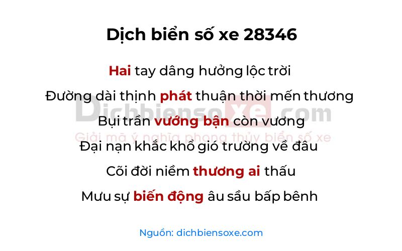 Dịch thơ biển số 28346