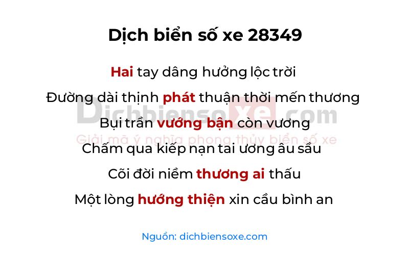 Dịch thơ biển số 28349