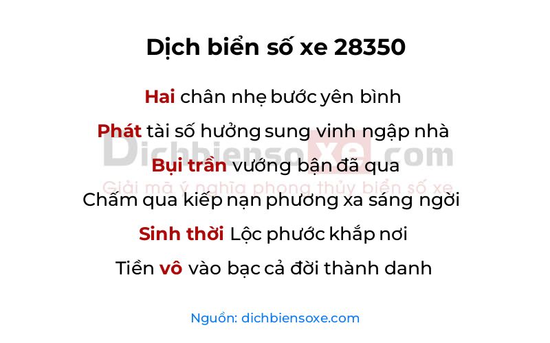 Dịch thơ biển số 28350