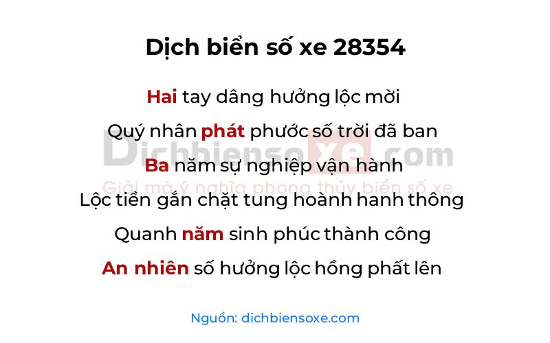 Dịch thơ biển số 28354