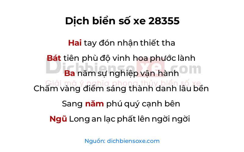 Dịch thơ biển số 28355