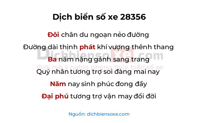Dịch thơ biển số 28356