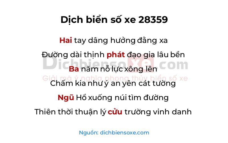 Dịch thơ biển số 28359