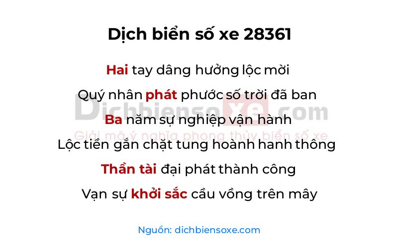 Dịch thơ biển số 28361