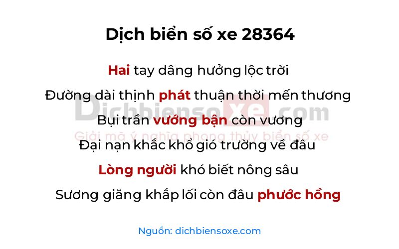 Dịch thơ biển số 28364