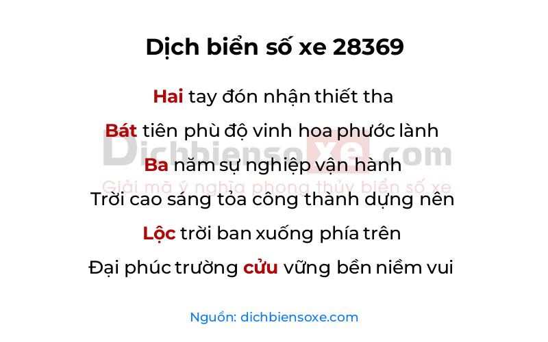 Dịch thơ biển số 28369