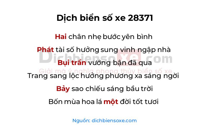 Dịch thơ biển số 28371
