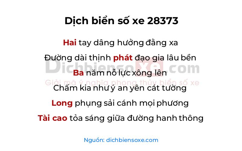 Dịch thơ biển số 28373