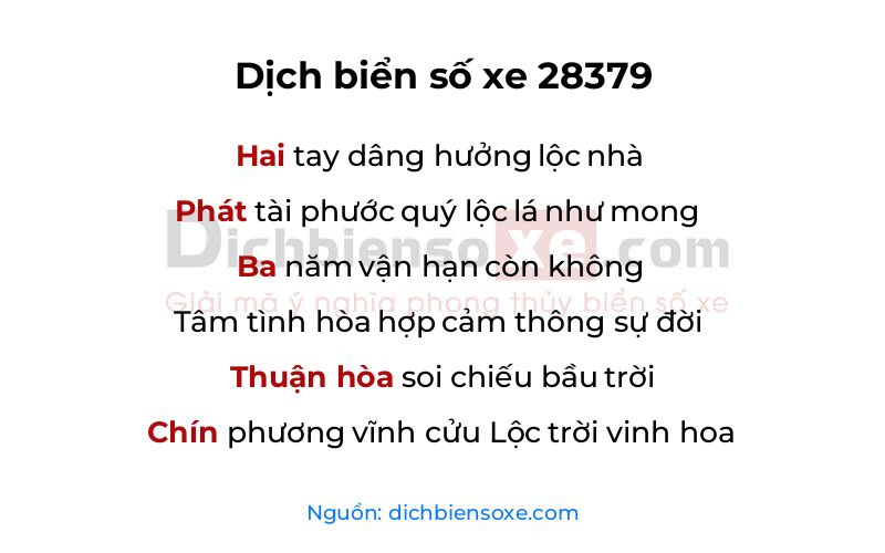 Dịch thơ biển số 28379