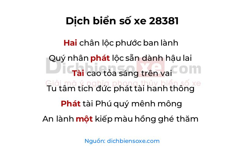 Dịch thơ biển số 28381