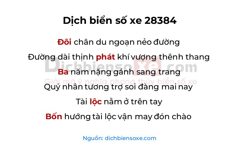 Dịch thơ biển số 28384