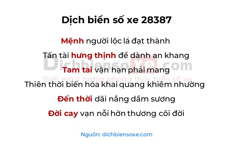 Dịch thơ biển số 28387