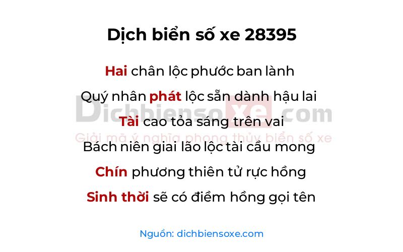 Dịch thơ biển số 28395