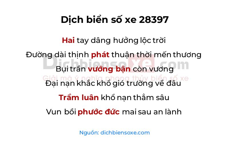Dịch thơ biển số 28397