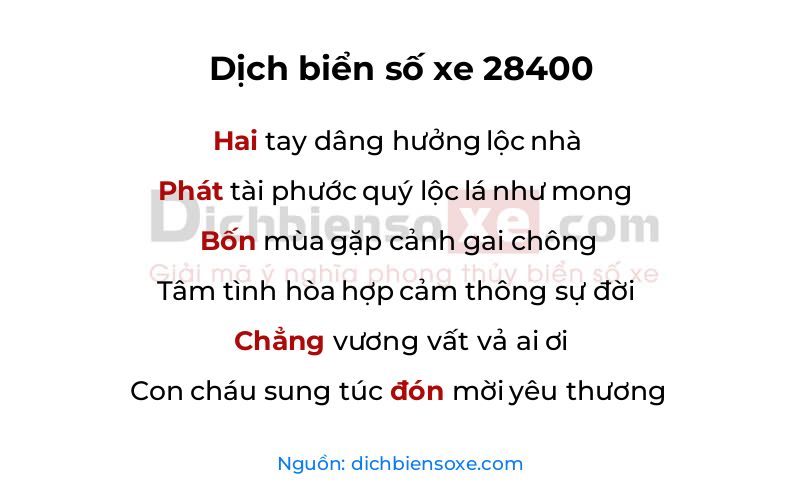 Dịch thơ biển số 28400
