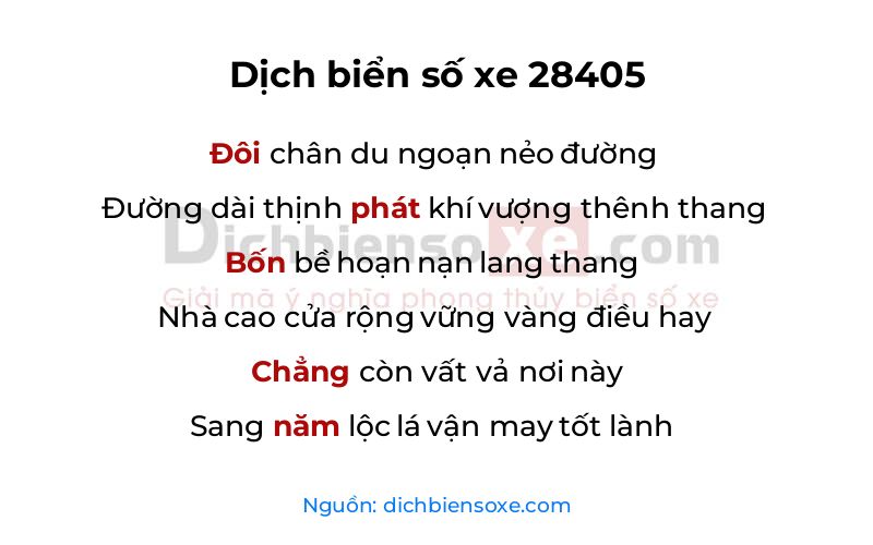 Dịch thơ biển số 28405