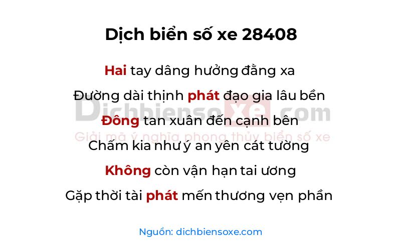 Dịch thơ biển số 28408