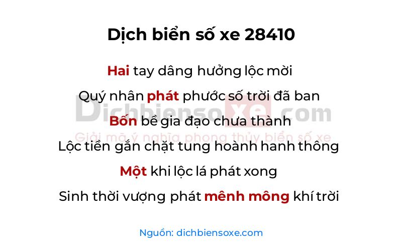 Dịch thơ biển số 28410