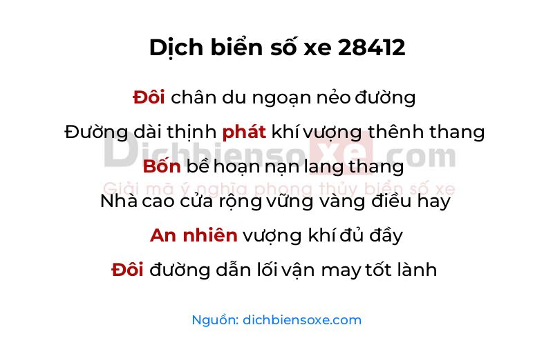 Dịch thơ biển số 28412