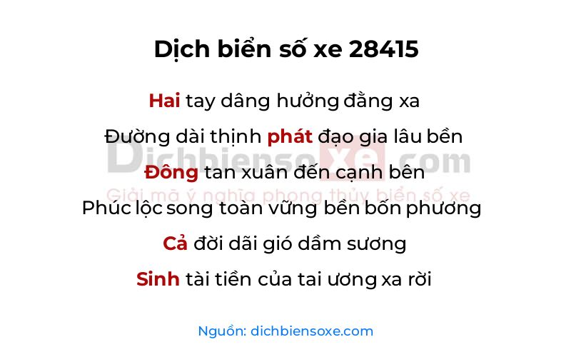 Dịch thơ biển số 28415